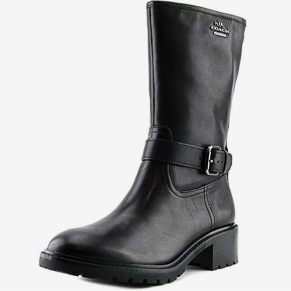 Leather COACH Boots with Buckles - Picture 1 of 6